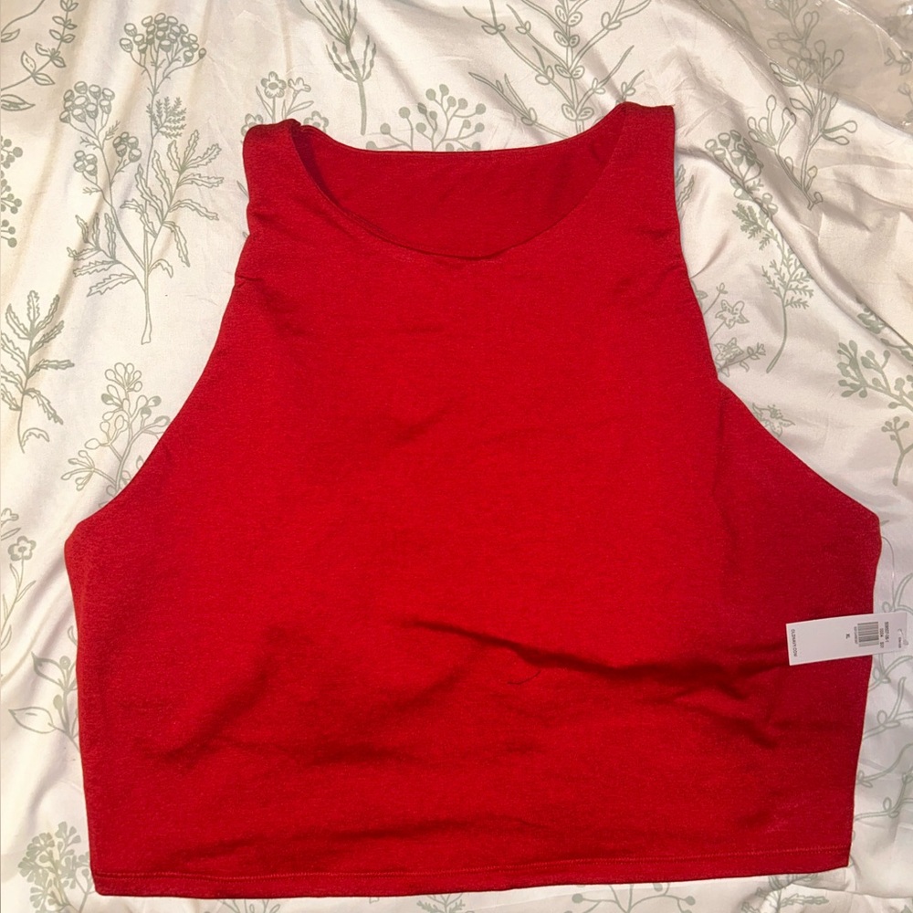 RED CROP WORKOUT TOP